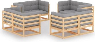 vidaXL Juego De Muebles De Jard&iacute;n 8 Pzas Y Cojines Madera Pino Maciza Vidaxl