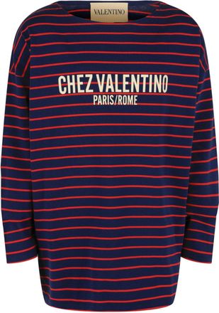 Valentino Chez Striped Long Sleeve Top
