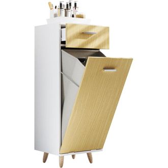 VCM Gabinete De Ropa De Madera Vcm Resto De Lavander&iacute;a Caja De Lavander&iacute;a Cesta De Lavander&iacute;a Dimensiones Aprox. Al. 101 X An. 40 X P. 35 Cm - Landos S (b