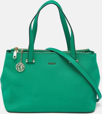 DKNY Dkny Green Leather Bryant Park Double Zip Tote