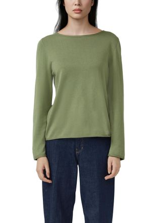 s.Oliver Strickpullover S.OLIVER, Damen, Gr. 36, khaki, Strick, Obermaterial: 100% Baumwolle, unifarben, normal h&uuml;ftbedeckend, U-Boot-Ausschnitt, Pullover Stri