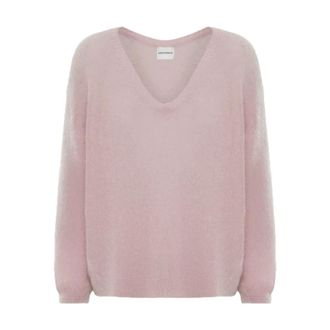 Americandreams Silja V Neck Knit - Dames - V-hals truien - Roze - L - Wol - Truien & Vesten