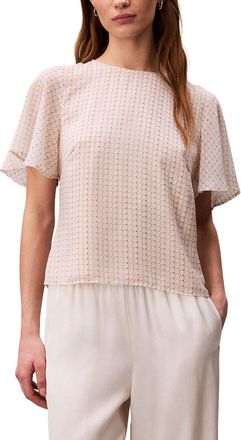 Calvin Klein Printed Chiffon Flutter Sleeve Top