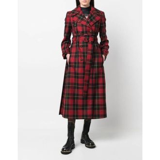 Roberto Cavalli Tartan Double-Breasted Trench Coat, Brand Size 40 ( US Size 6 )