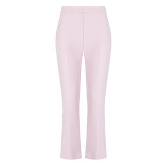 Elisabetta Franchi Cr&ecirc;pe Cropped Broek met Logoplaat - Dames - Wijde Broeken - Roze - M - Polyester - Broeken