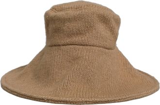 Dolce & Gabbana Women Brown Cotton Knit Widebrim Bucket Capello Hat Virgin Wool