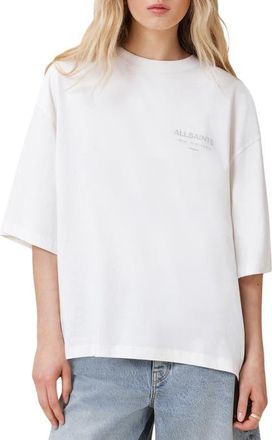 AllSaints Under Amelie Oversize Cotton Graphic T-Shirt in White at Nordstrom, Size Large