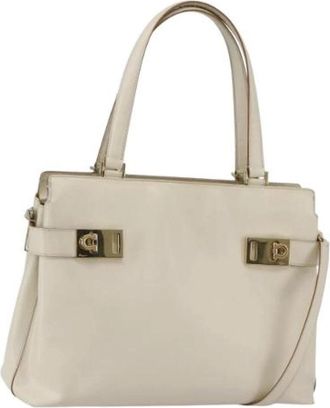Ferragamo Pre-owned Handbag - Dames - Vintage Handtas - Beige - ONE Size - Leer - Vintage
