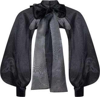 Room76 Womens Shirt With Lavalli&egrave;re Tie Black Waistcoats & Gilets