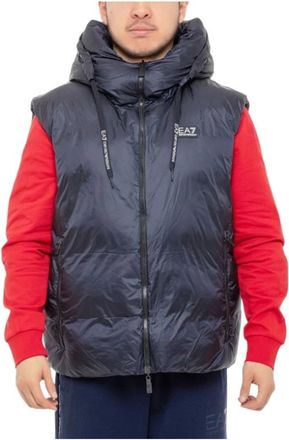 Emporio Armani Omkeerbaar gewatteerd vest - Heren - Bodywarmers - Blauw - L - Leer - Jassen