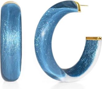 Gold & Honey Womens Small Illusion Lucite Hoop Earrings In Santorini