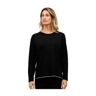 Alpha Studio Bootnek top met onderste zoom - Dames - Ronde hals truien - Zwart - M - Truien & Vesten