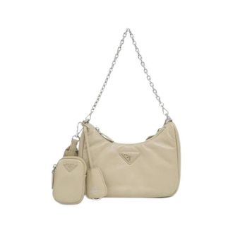 Prada Pre-owned Nappa Soft Shoulder Bag - Dames - Pre-owned - Beige - Maat: ONE Size Leer