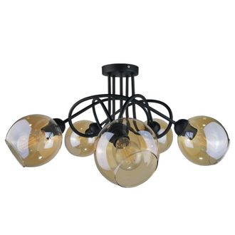 Netlighting Venus Multi Arm Semi Flush Ceiling Light Black 70cm 5x E27