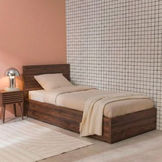 Sweeek Cama abatible de efecto madera, 90x190cm, con somier de l&aacute;minasy