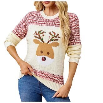 Generic Womens Pattern Lazy Sweater Women Autumn And Winter 2024 New Sequin Embroidery Christmas Sweater 2024 New