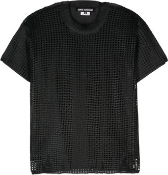 Junya Watanabe panelled open-knit top - women - Polyester - S - Black