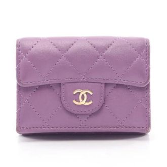 Chanel Pre-owned Wallets, female, Purple, Size: ONE SIZE Pre-owned Classic Small Flap Wallet Lambskin Wallet