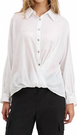 M Made in Italy Button Front Top With Open Embroidery In White