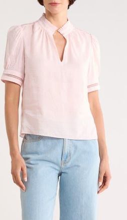 Frame Denim Ruffle Collar Inset Lace Top in Peony at Nordstrom Rack, Size X-Small