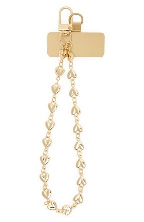 Chelsea28 Metal Heart Beaded Phone Strap in Gold at Nordstrom