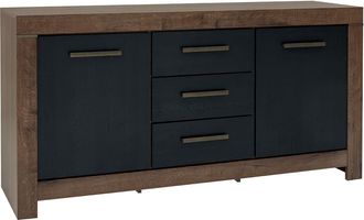 Petits Meubles Aparador 2 puertas 3 cajones estratificado marr&oacute;n Negro