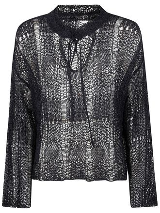 Yohji Yamamoto String Collar Long Sleeve Sweater