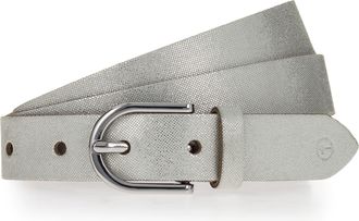 Tamaris Lederg&uuml;rtel TAMARIS, Damen, Gr. 11,5, wei&szlig;, silber, Rindsleder, G&uuml;rtel Lederg&uuml;rtel, Metallic-Schimmer