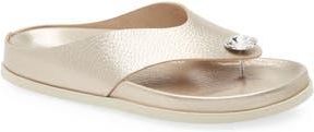 Pedro Garcia Duna Crystal Embellished Sandal in White Gold Cervo Lame Crystal at Nordstrom Rack, Size 6.5Us / 36.5Eu