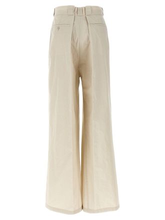 Maison Margiela Wide-Leg Cotton Blend Trousers - Cream