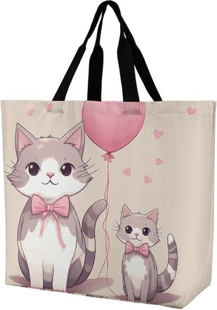 Generic Heart Shape And Cat Shopping Bag Handle Shoulder Bag Waterproof Shoulder Bags For Yoga Travel Picnic