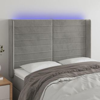 vidaXL Vidaxl - Cabecero Con Led De Terciopelo Gris Claro 147x16x118/128 Cm