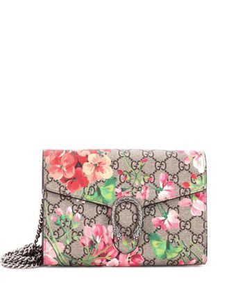 Gucci Dionysus Chain Wallet Blooms Print GG Coated Canvas Small crossbody bag - Marrone