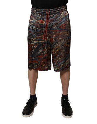 Dolce & Gabbana Multicolor Marble Print Trouser Bermuda Mens Shorts