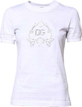 Dolce & Gabbana Womens Laser Cut Cotton Top - White - Size EU 32 (Womens)