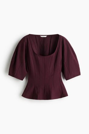 H&M Bluse mit U-Ausschnitt - Weinrot