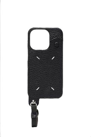 Maison Margiela Mens Black Leather Phone Case