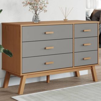 Berkfield Home Drawer Cabinet OLDEN Grey & Brown Solid Wood Pine