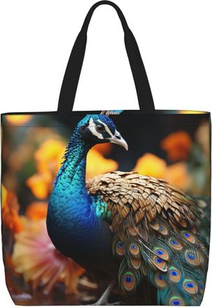 Generic Peacocks Women Handbag Handle Tote Bag Durable Shoulder Bags For Yoga Camping College
