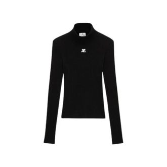 Courr&egrave;ges Maglione a collo alto a coste - - Knitwear - Donna - Nero - L