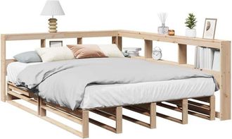 vidaXL Cama Con Estanter&iacute;a Sin Colch&oacute;n Madera Maciza De Pino 135x190cm Vidaxl