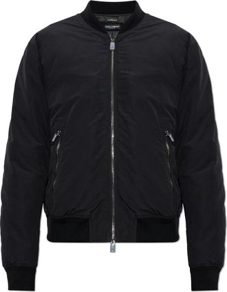 Dolce & Gabbana Gewatteerde Bomberjack - Heren - Bomber jackets - Zwart - L - Leer - Jassen