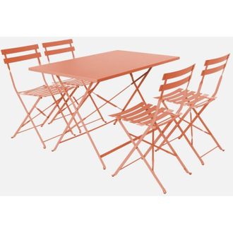 Sweeek Set tavolo da giardino pieghevole in acciaio con 4 sedie, 110cm