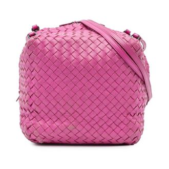 Bottega Veneta Pre-owned Nappa Intrecciato Cube Crossbody - Dames - Pre-owned - Roze - Maat: ONE Size Leer