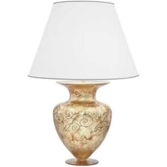 Kolarz Anfora L&aacute;mpara De Mesa De Tela Con Pantalla C&oacute;nica Redonda Cromada - Kolarz