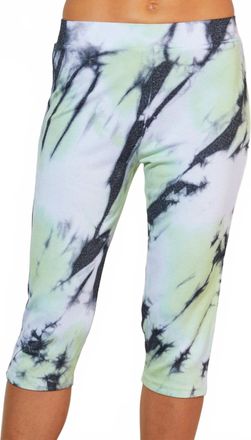 French Kyss Marble Wash Capri Pants In Lime