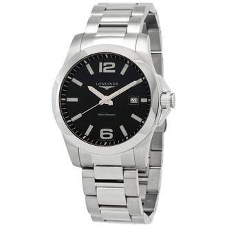 Longines Conquest Quartz Black Dial Mens Watch L3.759.4.58.6