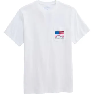 Vineyard Vines 1776-2026 Flag Graphic Pocket T-Shirt in White Cap at Nordstrom, Size Small