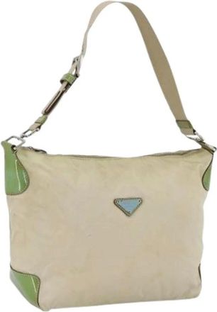 Prada Pre-owned Shoulder Bags, female, Beige, Size: ONE SIZE Pre-owned Vintage Nylon Shoulder Bag