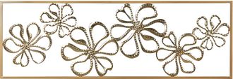 Beliani Decoraci&oacute;n Moderna De Pared Arte De Hierro 90 X 31 Cm Pieza Decorativa Hecha A Mano Dise&ntilde;o Floral Dorado Cerium